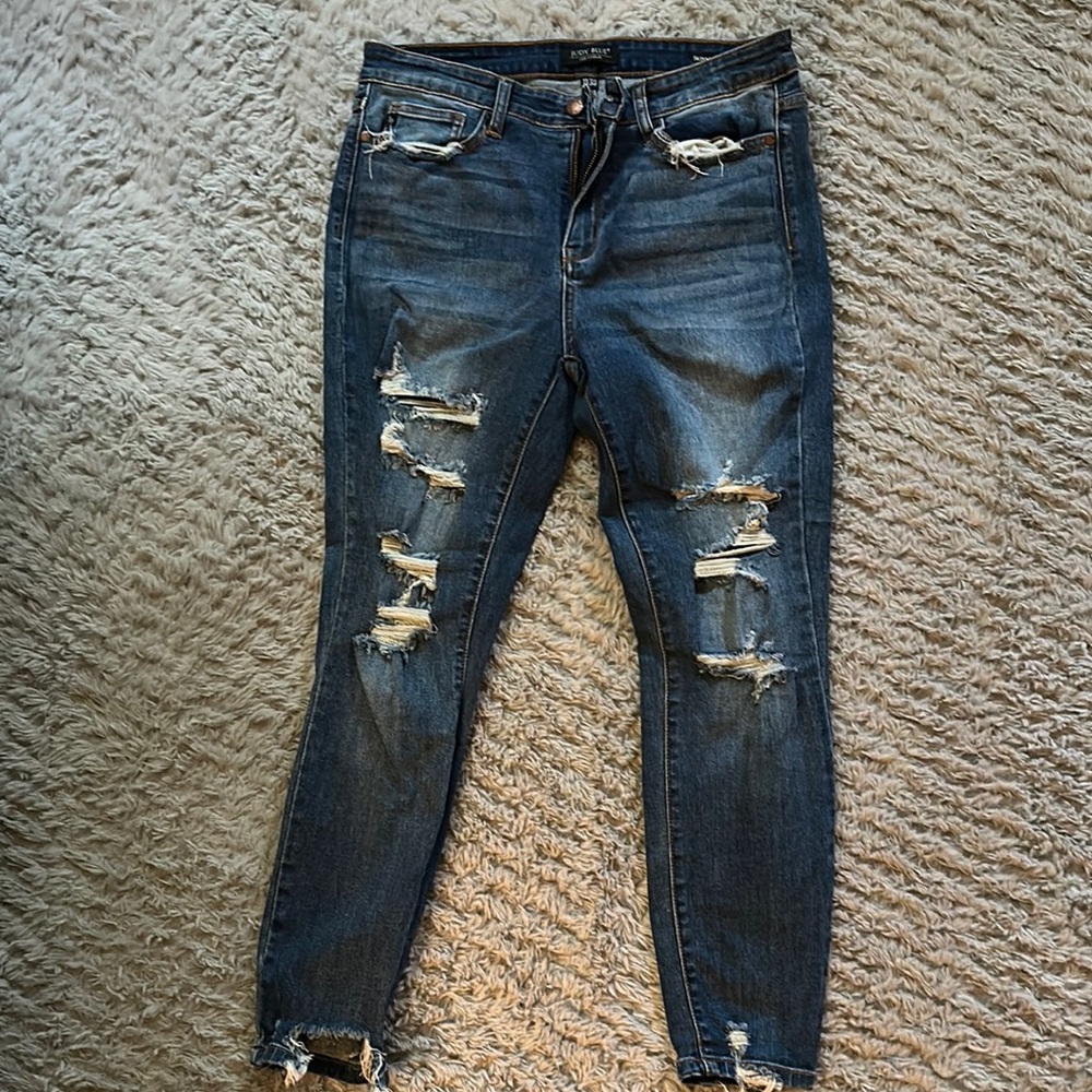 Judy Blue Distressed Skinny Blue Jeans